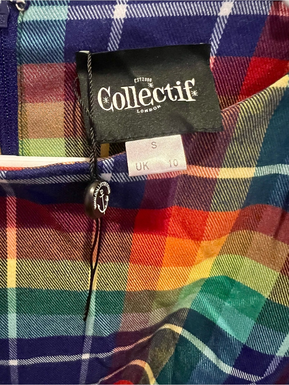 Collectif Rainbow Plaid Dress